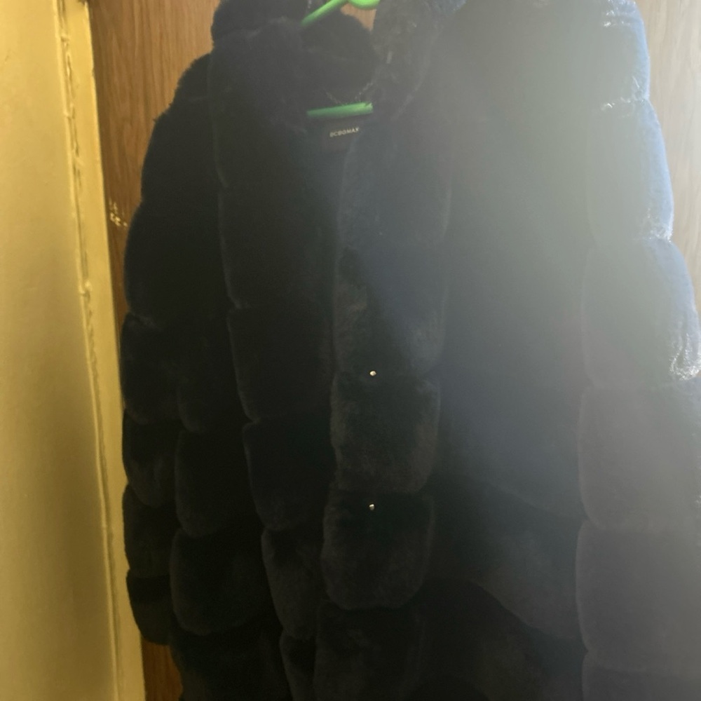 BCBGMaxAzria Black Faux Fur Coat